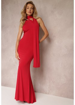 Czerwona  Asymetryczna Sukienka Maxi z Rozszerzanym Dołem na Jedno Ramię Halfrid ze sklepu Renee odzież w kategorii Sukienki - zdjęcie 157284786