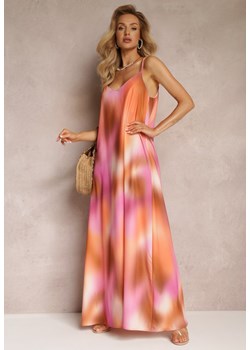 Pomarańczowa Trapezowa Sukienka Maxi na Skrzyżowanych Ramiączkach Skaia ze sklepu Renee odzież w kategorii Sukienki - zdjęcie 157284816