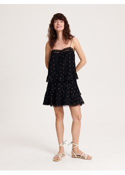 Reserved - Spódnica mini z falbanką - czarny ze sklepu Reserved w kategorii Spódnice - zdjęcie 157288247