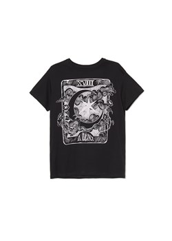 Cropp - Czarny T-shirt oversize z nadrukiem - czarny ze sklepu Cropp w kategorii Bluzki damskie - zdjęcie 157293648