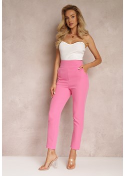 Różowe Materiałowe Spodnie Regular Pivolia ze sklepu Renee odzież w kategorii Spodnie damskie - zdjęcie 157294578
