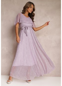 Fioletowa Koktajlowa Sukienka Maxi z Ozdobną Falbaną na Górze Cailey ze sklepu Renee odzież w kategorii Sukienki - zdjęcie 157297355