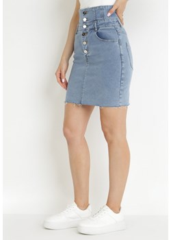 Niebieska Jeansowa Spódnica z Wysokim Stanem Naomy ze sklepu Born2be Odzież w kategorii Spódnice - zdjęcie 157297945