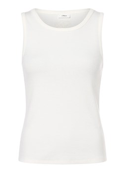 s.Oliver BLACK LABEL Top damski Kobiety Bawełna biały jednolity ze sklepu vangraaf w kategorii Bluzki damskie - zdjęcie 157300488