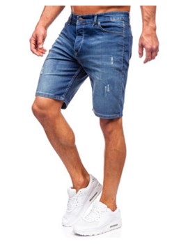 Granatowe krótkie spodenki jeansowe Denley 5819 ze sklepu Denley w kategorii Spodenki męskie - zdjęcie 157302766