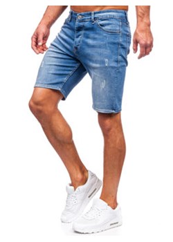 Granatowe krótkie spodenki jeansowe Denley 0466 ze sklepu Denley w kategorii Spodenki męskie - zdjęcie 157302779