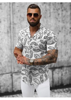 Koszula męska z krótkim rękawem biała OZONEE E/1400/621 ze sklepu ozonee.pl w kategorii Koszule męskie - zdjęcie 157306117