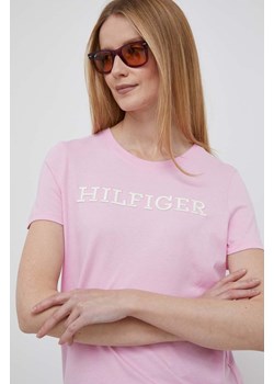 Tommy Hilfiger t-shirt bawełniany kolor różowy ze sklepu ANSWEAR.com w kategorii Bluzki damskie - zdjęcie 157317056