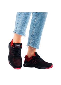 Tekstylne buty damskie sportowe czarno-czerwone DK czarne ze sklepu ButyModne.pl w kategorii Buty sportowe damskie - zdjęcie 157318258