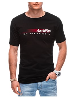 T-shirt męski z nadrukiem 1799S - czarny ze sklepu Edoti w kategorii T-shirty męskie - zdjęcie 157444045