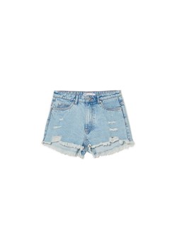 Cropp - Szorty jeansowe z postrzępieniami - niebieski ze sklepu Cropp w kategorii Szorty - zdjęcie 157444135