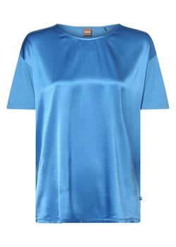 BOSS Koszulka damska z dodatkiem jedwabiu Kobiety wiskoza niebieski jednolity ze sklepu vangraaf w kategorii Bluzki damskie - zdjęcie 157450735