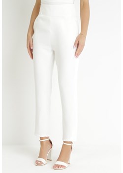 Białe Spodnie Regular Boura ze sklepu Born2be Odzież w kategorii Spodnie damskie - zdjęcie 157472689