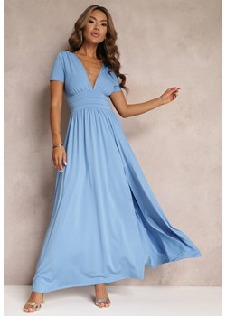 Jasnoniebieska Sukienka Maxi z Rozkloszowanym Dołem i Rozcięciem Zarya ze sklepu Renee odzież w kategorii Sukienki - zdjęcie 157472909