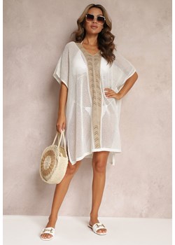 Biało-Beżowa Narzutka w Stylu Boho z Ażurowej Tkaniny Zulina ze sklepu Renee odzież w kategorii Odzież plażowa - zdjęcie 157473029