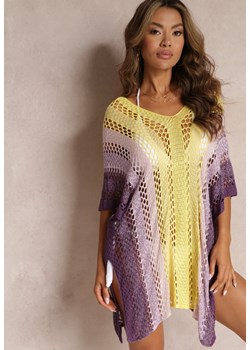 Żółto-Fioletowa Narzutka Boho z Ażurowej Tkaniny Nyima ze sklepu Renee odzież w kategorii Odzież plażowa - zdjęcie 157473049