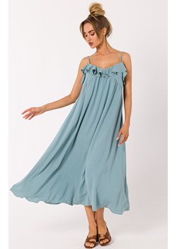 Sukienka na cienkich ramiączkach w kolorze agawy M743, Kolor agawa, Rozmiar L, MOE ze sklepu Primodo w kategorii Sukienki - zdjęcie 157483035