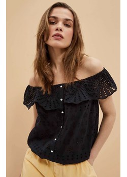 Bawełniana ażurowa bluzka damska hiszpanka w kolorze czarnym 4035, Kolor czarny, Rozmiar XS, Moodo ze sklepu Primodo w kategorii Bluzki damskie - zdjęcie 157483048