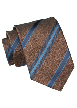 Męski Krawat Angelo di Monti - Brązowy w Paski KRADM2019 ze sklepu JegoSzafa.pl w kategorii Krawaty - zdjęcie 157485946