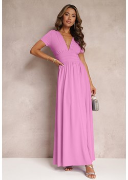 Różowa Sukienka Maxi z Rozkloszowanym Dołem i Rozcięciem Zarya ze sklepu Renee odzież w kategorii Sukienki - zdjęcie 157488839
