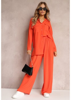 Pomarańczowy 2-częsciowy Komplet Casual z Szerokimi Spodniami i Koszulą Oversize Hyparissa ze sklepu Renee odzież w kategorii Komplety i garnitury damskie - zdjęcie 157491326