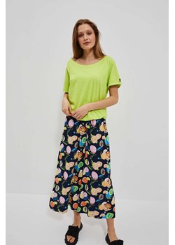 Bawełniany t-shirt z okrągłym dekoltem i szerokimi krótkimi rękawami neonowy ze sklepu Moodo.pl w kategorii Bluzki damskie - zdjęcie 157493715