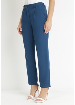 Granatowe Spodnie Regular Fohan ze sklepu Born2be Odzież w kategorii Spodnie damskie - zdjęcie 157494486