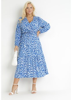 Niebieska Kopertowa Sukienka Maxi z Wiązanym Paskiem Aprlia ze sklepu Born2be Odzież w kategorii Sukienki - zdjęcie 157498967