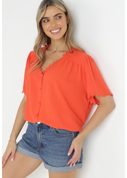 Pomarańczowa Koszula z Koronką Hannali ze sklepu Born2be Odzież w kategorii Koszule damskie - zdjęcie 157499166