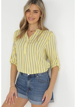 Żółta Koszula z Wiskozy w Paski Miksa ze sklepu Born2be Odzież w kategorii Koszule damskie - zdjęcie 157499226