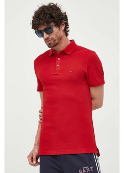 Tommy Hilfiger polo męski kolor czerwony gładki MW0MW17771 ze sklepu ANSWEAR.com w kategorii T-shirty męskie - zdjęcie 157504557