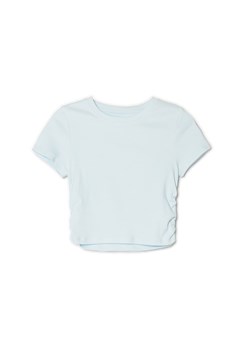 Cropp - Błękitny t-shirt crop - błękitny ze sklepu Cropp w kategorii Bluzki damskie - zdjęcie 157519509