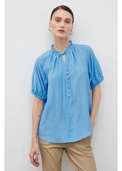 Bruuns Bazaar bluzka damska kolor niebieski gładka ze sklepu ANSWEAR.com w kategorii Bluzki damskie - zdjęcie 157528947