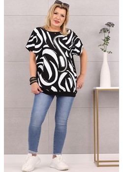 Luźna bluzka we wzory oversize czarna - uniwersalny ze sklepu femimoda.pl w kategorii Bluzki damskie - zdjęcie 157536818