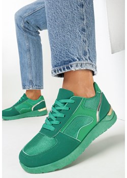 Zielone Sneakersy przed Kostkę z Metaliczną Wstawką Nevata ze sklepu born2be.pl w kategorii Buty sportowe damskie - zdjęcie 157538897