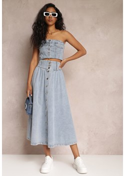 Jasnoniebieska Jeansowa Spódnica Maxi z Guzikami z Bawełny Rachellia ze sklepu Renee odzież w kategorii Spódnice - zdjęcie 157540305