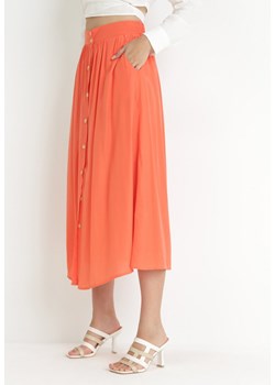 Pomarańczowa Spódnica Maxi z Guzikami i Gumką w Pasie Aurorsa ze sklepu Born2be Odzież w kategorii Spódnice - zdjęcie 157540675