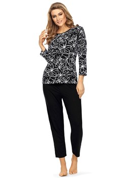 Bawełniana czarna piżama 002 z rękawami i nogawkami 7/8, Kolor czarno-biały, Rozmiar L, Wies-MANN ze sklepu Intymna w kategorii Piżamy damskie - zdjęcie 157543497