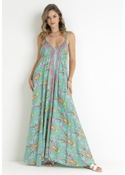 Miętowa Sukienka Maxi z Wiązaniem na Plecak Ealenia ze sklepu Born2be Odzież w kategorii Sukienki - zdjęcie 157551409
