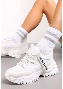 Białe Sneakersy na Grubej Podeszwie z Dekoracyjną Taśmą Ilkins ze sklepu renee.pl w kategorii Buty sportowe damskie - zdjęcie 157552228