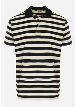 Czarna Koszulka Polo w Paski z Guzikami Przy Dekolcie Demaya ze sklepu Born2be Odzież w kategorii T-shirty męskie - zdjęcie 157552286