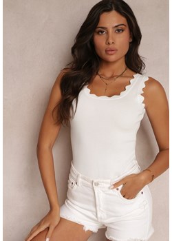 Biały Dzianinowy Top z Ozdobnymi Krawędziami Cerysa ze sklepu Renee odzież w kategorii Bluzki damskie - zdjęcie 157562768