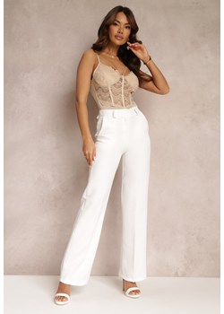 Białe Spodnie w Kant w Garniturowym Stylu High Waist Jaessa ze sklepu Renee odzież w kategorii Spodnie damskie - zdjęcie 157563899