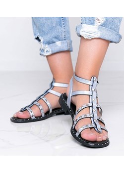 Niebieskie metaliczne sandały gladiatorki Xana ze sklepu gemre w kategorii Sandały damskie - zdjęcie 157574056