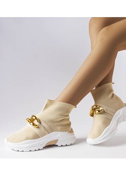 Beżowe sneakersy z łańcuchem Baptiste ze sklepu gemre w kategorii Buty sportowe damskie - zdjęcie 157574388