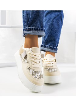 Beżowe sneakersy na platformie Worden ze sklepu gemre w kategorii Buty sportowe damskie - zdjęcie 157576208