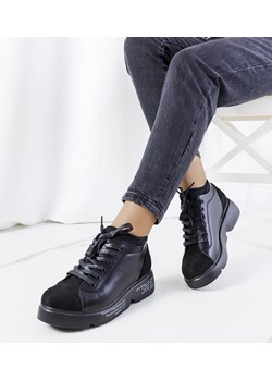 Czarne sneakersy na wysokiej podeszwie Ambly ze sklepu gemre w kategorii Buty sportowe damskie - zdjęcie 157578128