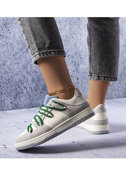 Szare sneakersy z zielonymi sznurówkami Aucoin ze sklepu gemre w kategorii Buty sportowe damskie - zdjęcie 157579369