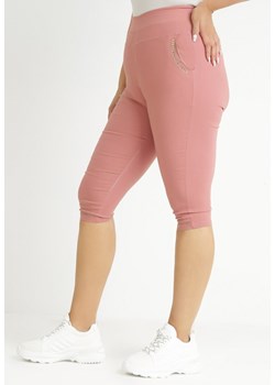 Różowe Elastyczne Spodnie z Nogawkami 3/4 i Kieszeniami Kenetta ze sklepu Born2be Odzież w kategorii Spodnie damskie - zdjęcie 157584958