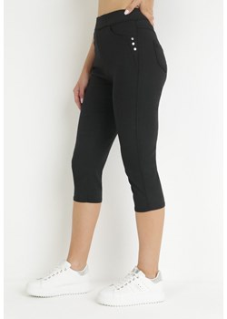 Czarne Spodnie 3/4 z Gumką w Pasie Hadlesa ze sklepu Born2be Odzież w kategorii Spodnie damskie - zdjęcie 157586427